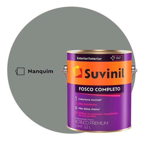 Tinta Anti Mofo Fosco Completo Suvinil 3,2l Cinza Nanquim