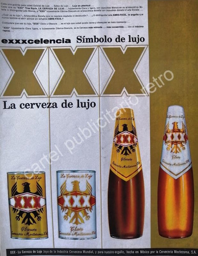 Cartel Retro Cerveza Xxx 1960s Cerveceria Moctezuma 4