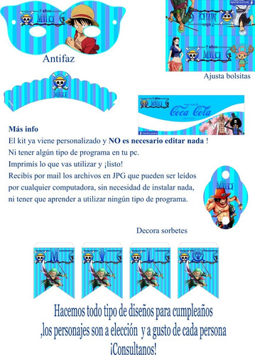 One Piece Kit Imprimibles Cumpleaños Personalizados