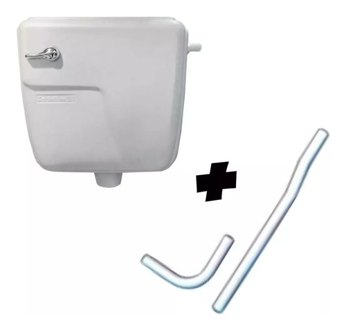 Cisterna Plastica Blanca Con Boton Frontal + Caño Bajada 