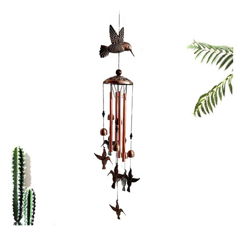 Colibrí Campanilla De Viento Tubo Aluminio Decoración Jardín