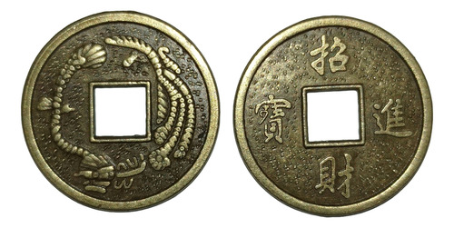 10 Monedas Chinas Suerte Fortuna - Feng Shui Dragón Y Fenix