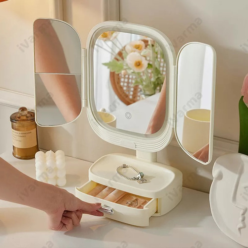 Espejo De Maquillaje Con Luz Led Tactil Niveles Ajustable