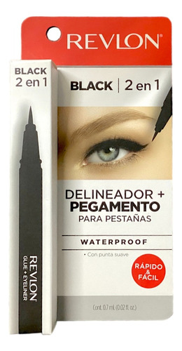 Revlon Delineador + Pegamento Para Pestañas Black 0.7 Ml Color Negro