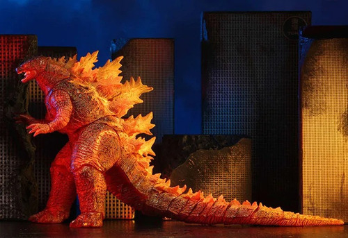 Boneco Luxo Godzilla De Fogo Vermelho Em Chamas Filme 16cm