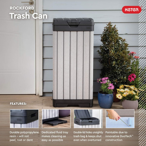Cesto De Basura De Polipropileno Para Jardin Keter Rockford Color Gris