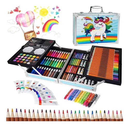 Kit Dibujo Maleta Colores Lapices Estuche Profesional 145 Piezas