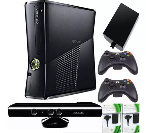 Xbox 360 Slim 5.0 Disco 250 Gb 50j. Kinect 2 Controles +