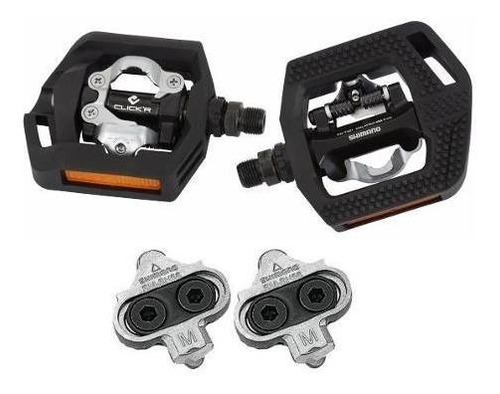 Pedal Shimano Click'r T421 Preto Tacos Plataforma Refletivo