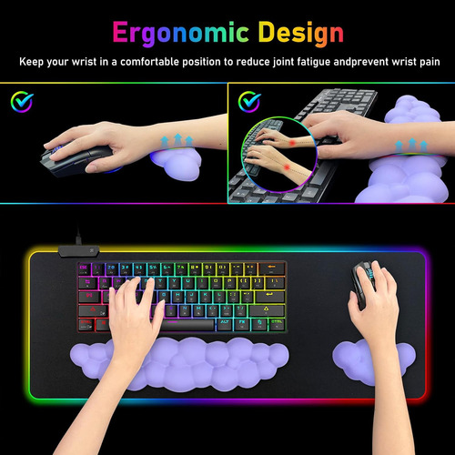Alfombrilla De Mouse Grande Para Juegos Led Con Reposamuñeca