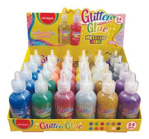 Adhesivo Glitter Glue Vinilico 30g Keyroad Pack X 6 Colores