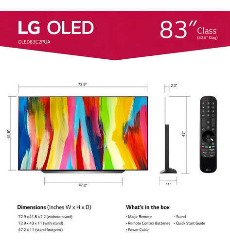 Pantalla LG 83 Pulgadas Oled83c2pua Oled Evo Thinq Smart Tv