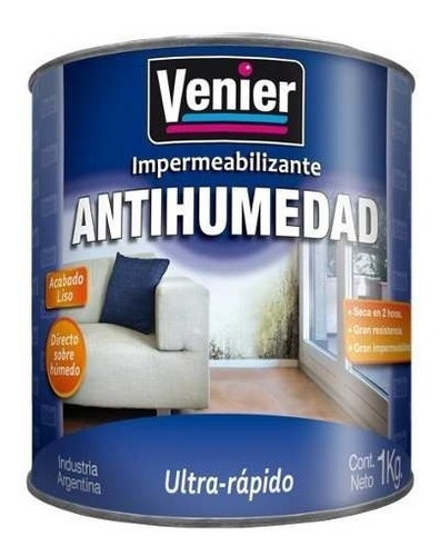 Antihumedad Venier Acabado Liso X 1litro Pintura Blanca