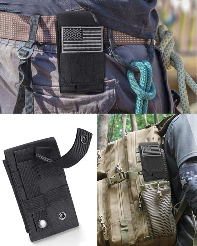 Heyqie Funda Táctica Negra Para Teléfono Móvil Molle, Al Pro Parche Negro Y 1 Gris.