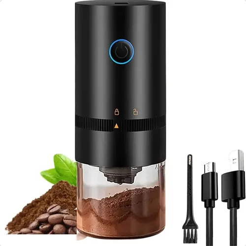 Moedor Café Triturador Elétrico De Grãos Sementes Ervas Usb Cor Preto 127/220v