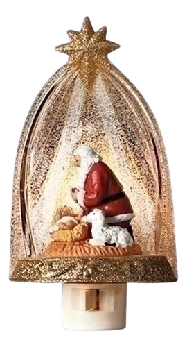 Roman Santa Claus Arrodillado Ante El Bebe Jesus En La Luz N