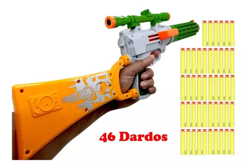 Arminha Tipo Nerf Menino Pistola Dardos Pressão Tiro Ao Alvo