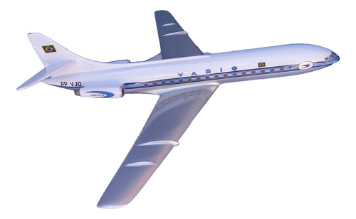 Maquete De Avião Caravelee Varig -32 Cm Branco