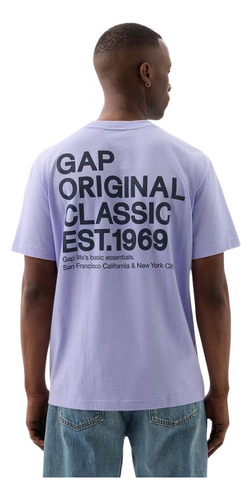 Polera Hombre Gap Logo Gráfica Manga Corta Morado