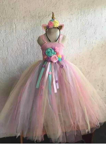 8 Vestido Unicornio Tutu Dress Para Niña Princesa Pastel Tul | Envío gratis
