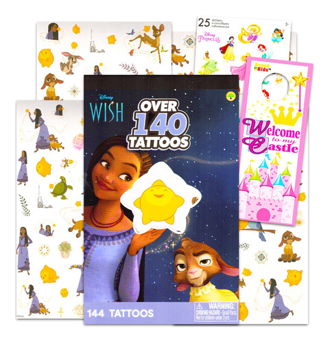 Conjunto De Tatuagem Temporário Disney Wish 140+ Tatuagens C