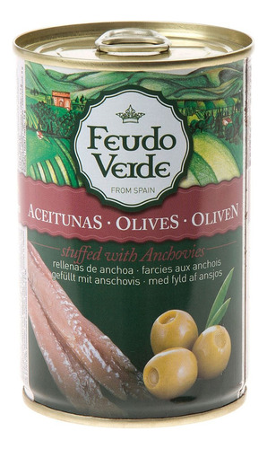 Aceitunas Verdes Rellenas De Anchoa Feudo Verde 300 Gr