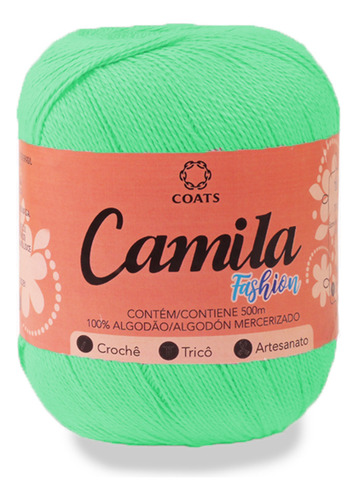 Linha Camila Fashion - 100% Algodão - Crochê Tricô 150g 500m Cor 01176 - Verde Água