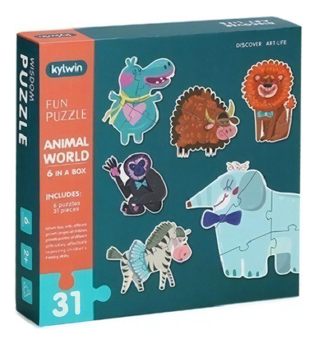 Puzzle Animal World 6 En 1 Animales 31 Piezas - Playking