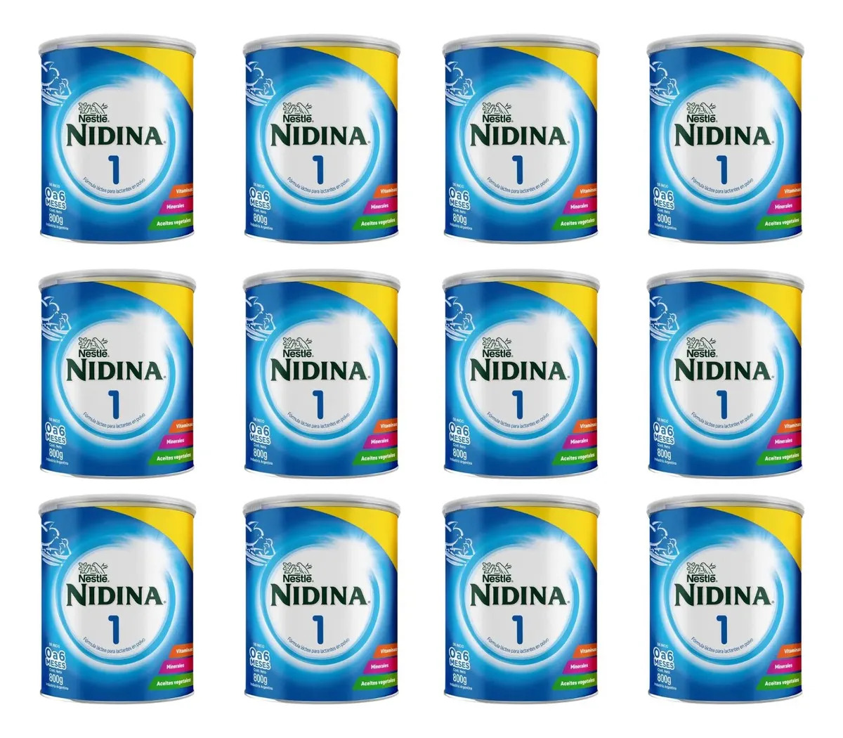 12un Leche De Fórmula En Polvo Nestlé Nidina 1 En Lata 800g Tradicional