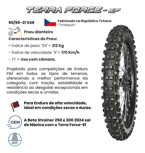 Pneu De Trilha Terreno Seco 90/90-21 Mitas Faixa Amarela