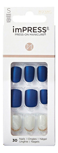 Uñas Postizas Impress Press On Chasing Stars Color Azul