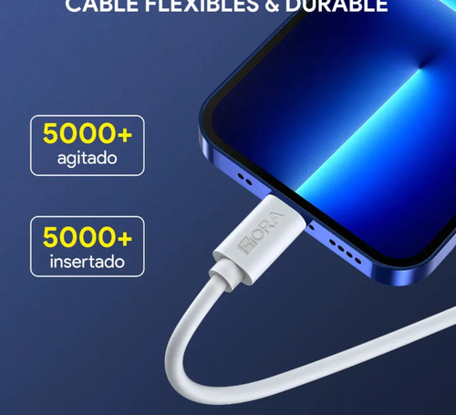 Lote 5 Pzs Cable Usb A Lightning Ip 1hora Cab247 Mayoreo