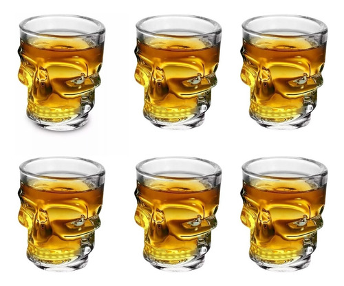 Set 6 Vaso Whisky Tequilero Mezcalero Shots Craneo Calavera