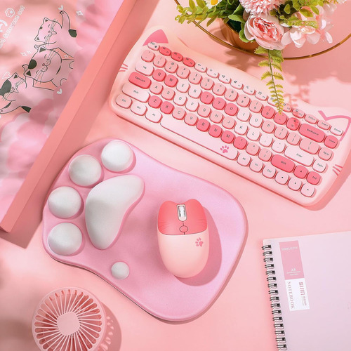 Combo Teclado Mouse Gato Inalámbrico Usb