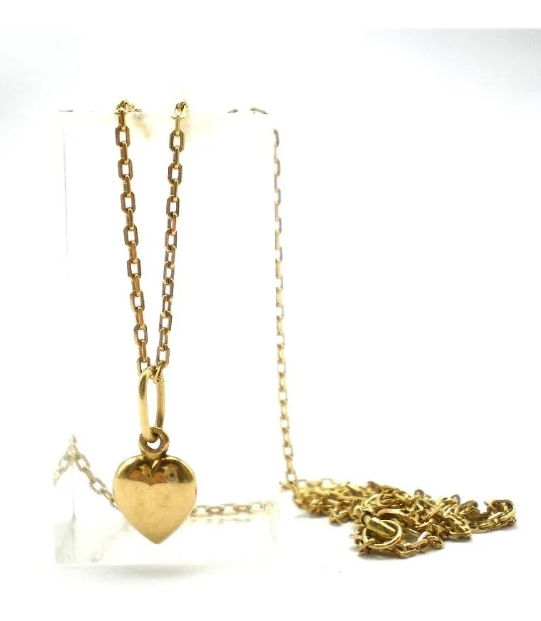 Hermosa Cadena Y Dije Corazon De Oro 18 Kt