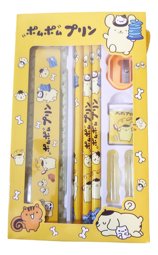 Set Sacapuntas Goma Regla Doble Lápices De Pompompurin