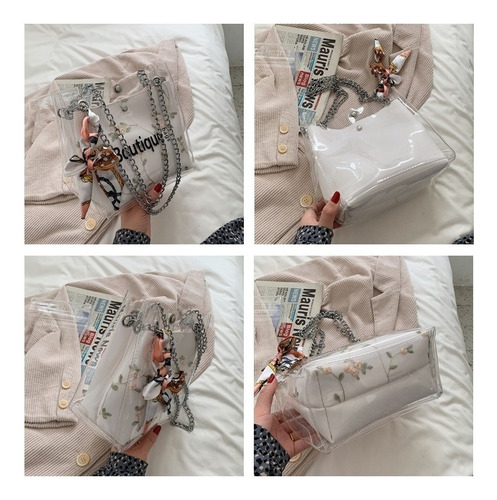 Bolso De Hombro De Cadena Transparente De Mujer De Moda Color Verde