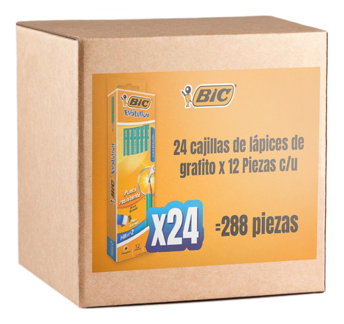 Lápices De Grafito Hb #2 Bic Evolution 24 Packs 288 Unidades