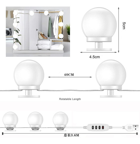 Luz De Espejo De Maquillaje Led Hollywood Style Kit