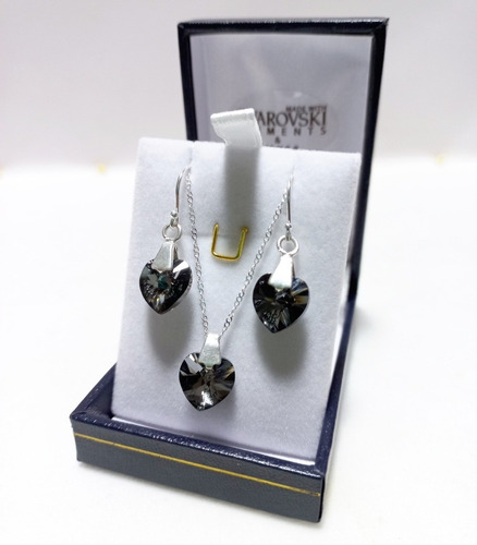 Conjunto Joyas Cristal Swarovski Elements Corazón Plata 925