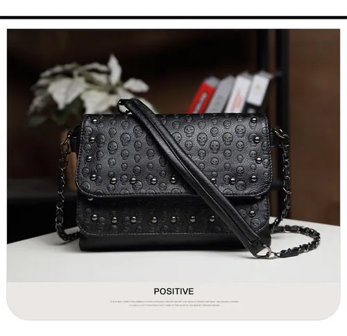 England Style Skull Women Crossbody Bag Leather Small Skull