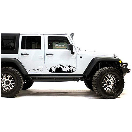 Calcomanía De Montañas Negras Compatible Jeep Wrangle...