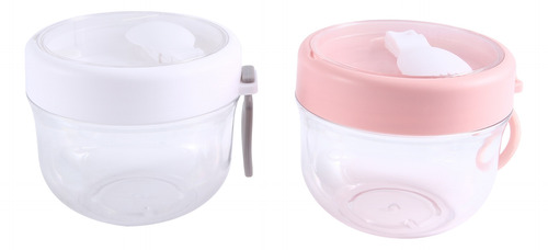 Recipientes De Avena U6 Overnight Con Tapa Y Cucharas, 2 Uni