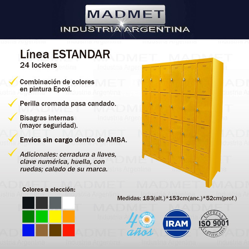 Locker Bolsero Metálico 24 Prts Z/gratis Colores A Elección