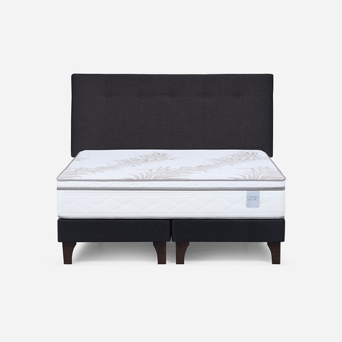 Cama Europea Neo Plus 2 Plazas + Respaldo New Bennet Grafito