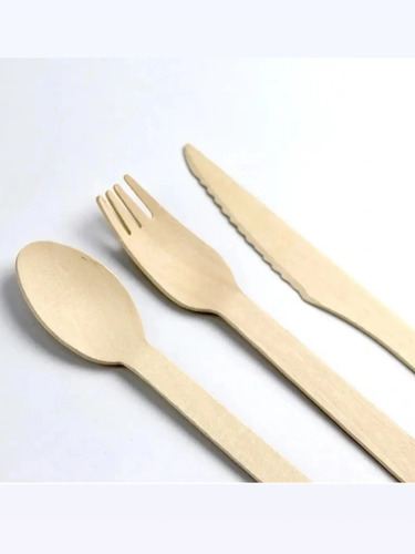 Set Cubierto Bambú Madera Ecológico Tenedor Cuchillo 12unid