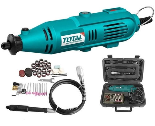 Imagen 3 de 9 de Mini Torno Minitorno Total 130w Tripa Flexible 100 Accesorios Maletin Total TG501032 130 W