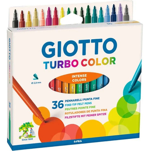 Bolígrafo Giotto Turbo Color, 36 colores, Hydrocor