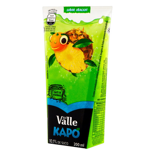 Imagem 2 de 4 de Suco de abacaxi Del Valle Kapo adoçada sem glúten 200 ml