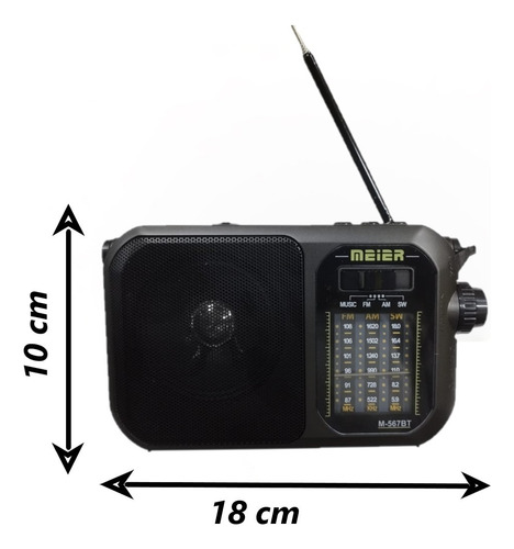 Radio Am/fm/usb Y Bluetooth A Pilas, Recargable C/ Linterna